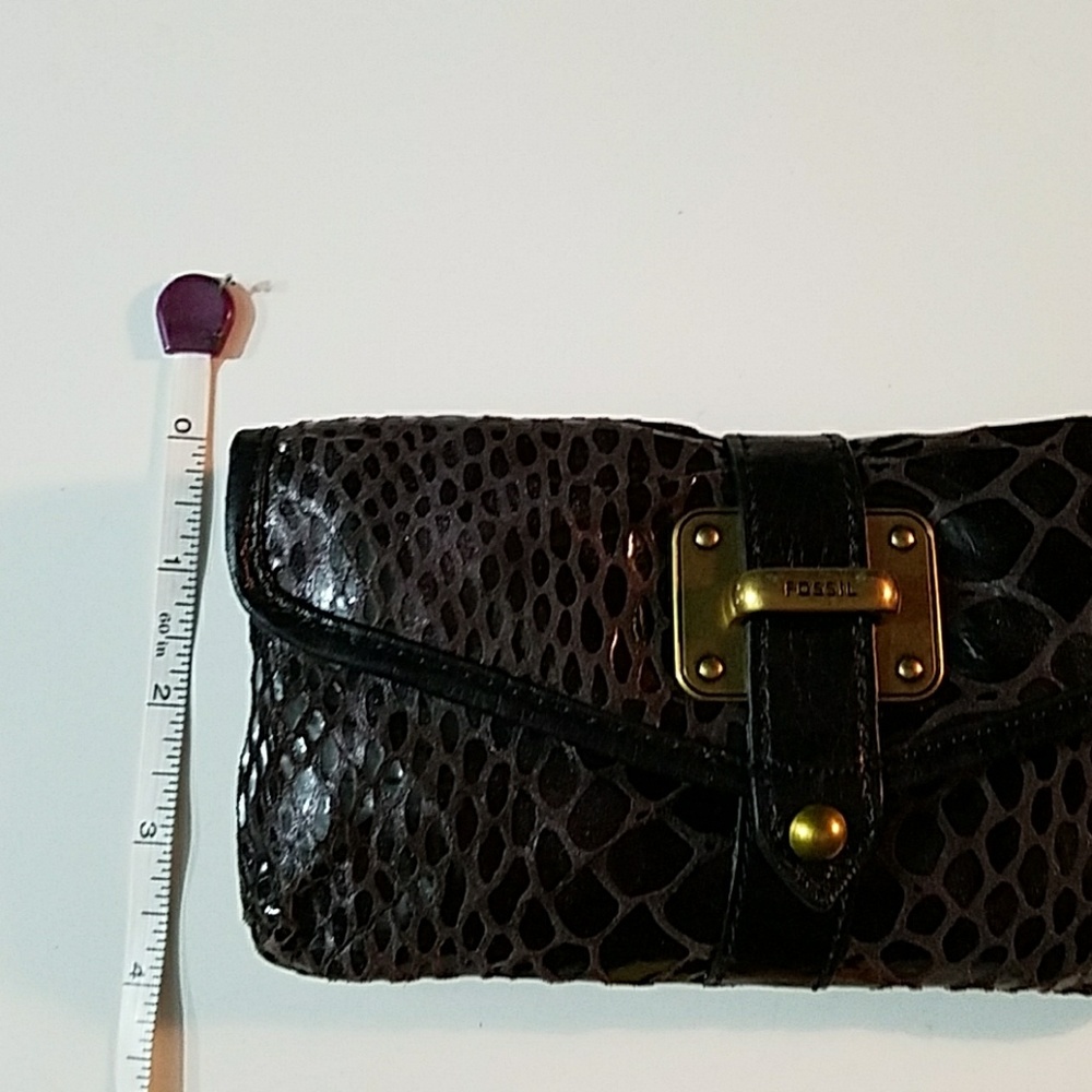 NWT FOSSIL BLACK LEATHER CLUTCH - Picture 6 of 6